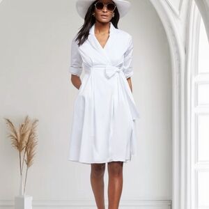 NY & Co White Wrap Dress